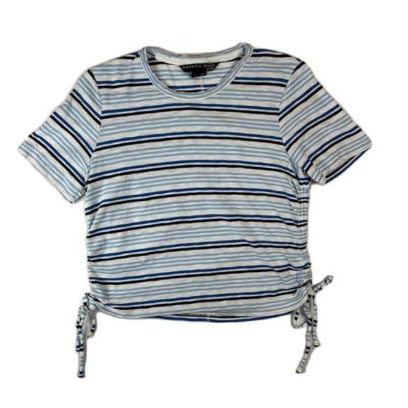 VERONICA BEARD JEANS Tops - VERONICA BEARD JEANS‎ Blue White Striped Tie Side Crew Neck T Shirt Top Womens M